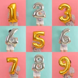 Balloon in the shape of NUMBER color SILVER number choice 1mt party birthday party