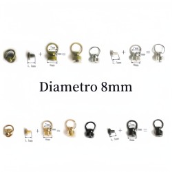 Borchie a vite con anello 8mm color argento/oro/bronzo/canna di fucile a scelta