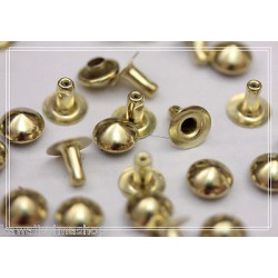 250 pz borchie sfuse a cono con rivetto 8mm colore oro chiaro *cone studs with rivet