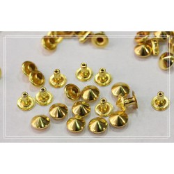 200 pz borchie sfuse a cono con rivetto 8mm colore oro *cone studs with rivet