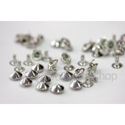 250 pz borchie sfuse a cono con rivetto 8mm colore argento *cone studs with rivet