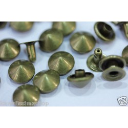 200 pz borchie sfuse a cono con rivetto 9mm colore bronzo *cone studs with rivet