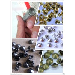 Da 50 a 1000pz borchie cono a rivetto 8mm colori ARGENTO/ORO/BRONZO/NERO+punzone