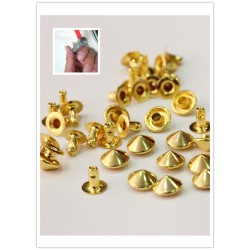 BIG PROMOTION 100 pcs cone with rivet studs 9mm COLOR GOLD + Applicator