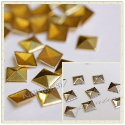 Hotfix pyramid studs 8mm hotfix brass gold / silver quantity 'choice