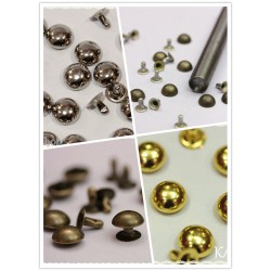 Borchie semisfere con rivetto diametro 10mm colori argento/oro/bronzo + punzone