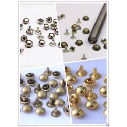 Borchie semisfere con rivetto diametro 8mm colori argento/oro/bronzo + punzone