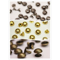 Borchie  semisfera con rivetto diametro 10mm colore argento/oro/bronzo