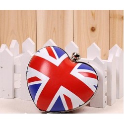 Clutch handbag rigid form heart flag england