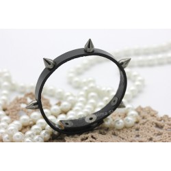 Bracciale pelle nero borchie killer colore canna di fucile HANDMADE made in italy originale