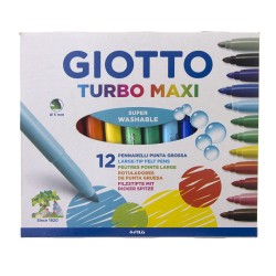 GIOTTO Turbo Maxi, colori assortiti, inchiostro base acqua, 5 mm, pacco da 12