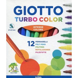 GIOTTO Turbo Color, colori assortiti, inchiostro base acqua, 2.8mm, pacco da 12