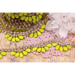 Catena di Cabochon gocce cristallo e resina giallo fluo bijoux collane bracciali