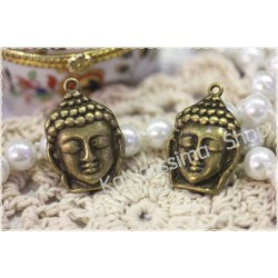 2 pcs Buddha head charm in bronze colored metal 2.8 * 2 cm bijoux pendant