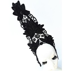 Cerchttoi fascinator stile barocco in pizzo nero fatto a mano made in italy