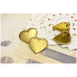 1pz charm apribile cuore portafoto ciondolo color oro in ottone 2.7cmX2.7cm