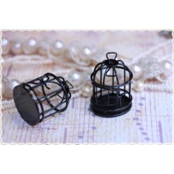  Cage cage alloy color glazed with black door opened 30 * 40 mm charm pendant