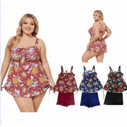 Costume da bagno tankini a fiori curvy plus size, taglia grande colori a scelta