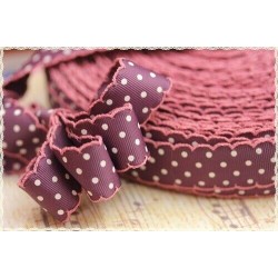 nastro cotone orli lavorati, a pois bianchi VIOLA fiocco 1,5cm dots ribbon