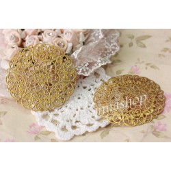 2 pcs brass filigree gold color to create 6.8 cm earrings brass