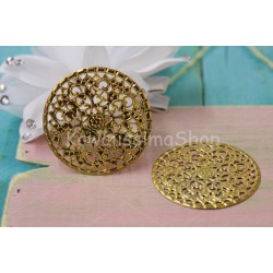 2 pz Filigrana a forma tonda colore oro per creare bijoux misura 4*4 cm