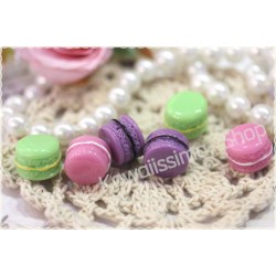  3pz miniatura resina a forma Macaron doll house fimo cernit orecchini collane    