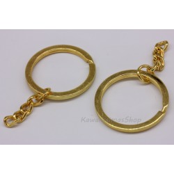 10 PZ ANELLO BASE PER PORTACHIAVI CON CATENA COLORE ORO DIAMETRO 30MM