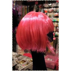 Parrucca caschetto frangia liscio rosa intenso 27cm cosplay carnevale