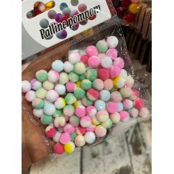 Palline POMPOM POMPON in poliestere 10mm doppio colore misti 100pz