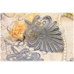 Coppia pizzo macramè per Creare orecchini 7x10cm colore grigio scuro * pizzo macramè