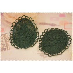 Coppia pizzo macramè per Creare orecchini color verde scuro 8x6,5Cm con angel