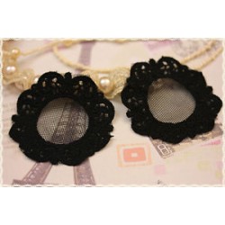 Couple Lace macramé flower shape to create earrings 7.7cm * 7.7cm color BLACK