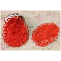 Coppia pizzo macramè per Creare orecchini color rosso arancio 8x6,5Cm con angelo 