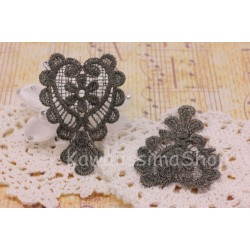 Coppia pizzi macramè PER creare orecchini 5,5*8CM grgio fili oro*lace macrame