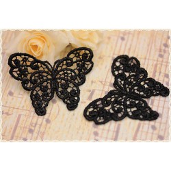 Couple macramé lace butterfly shape black color to create bijoux 5.5cm * 4.5cm