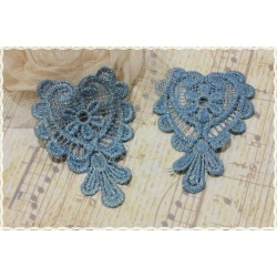  Coppia pizzi macramè PER creare orecchini 5,5*8CM celeste fili oro*lace macrame