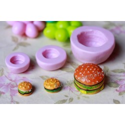 Hamburger forms silicone rubber molds in September - lot 3pc - polymer clay molds cernit