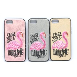 Cover IPHONE 7/8 flamingo flamingo color choice of embroidered details