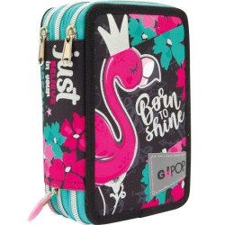 GIOCHI PREZIOSI SCUOLA ASTUCCIO TRIPLO CON 3 ZIP ,GOPOP23 FLAMINGO